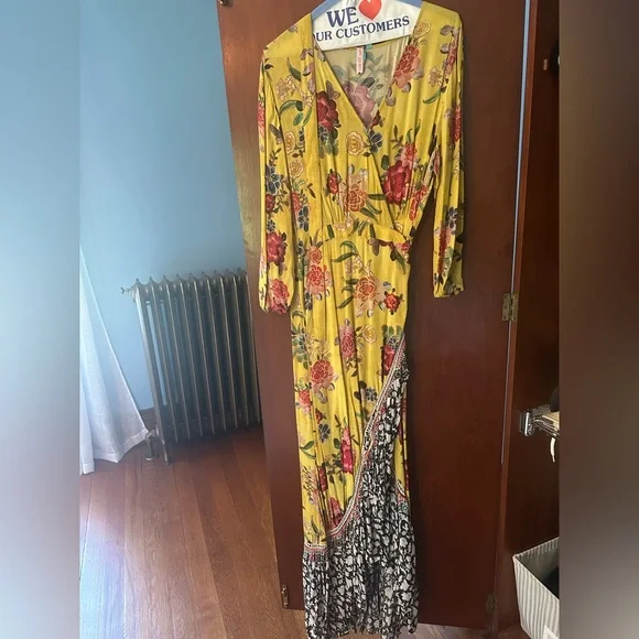 Anthropologie Floral Maxi Dress - Yellow and Red - Picture 3 of 3